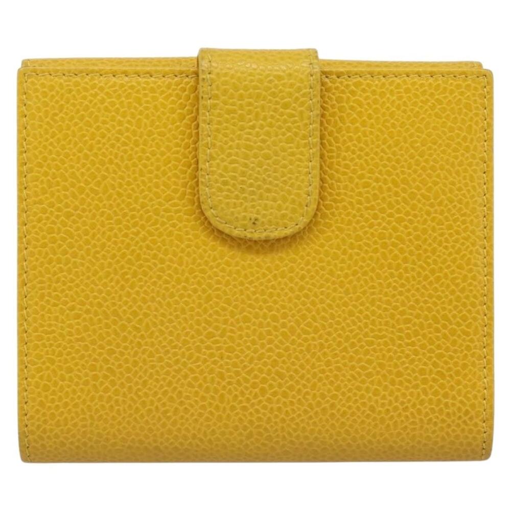 Chanel Caviar CC Logo Bifold Wallet Yellow